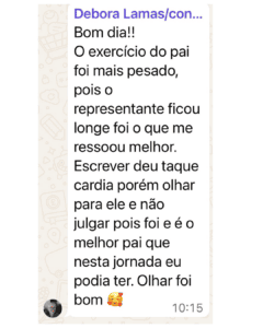 Depoimento de aluna sobre os exercícios com o pai